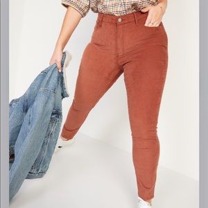High-Waisted Rockstar Super Skinny Corduroy Pants Rust